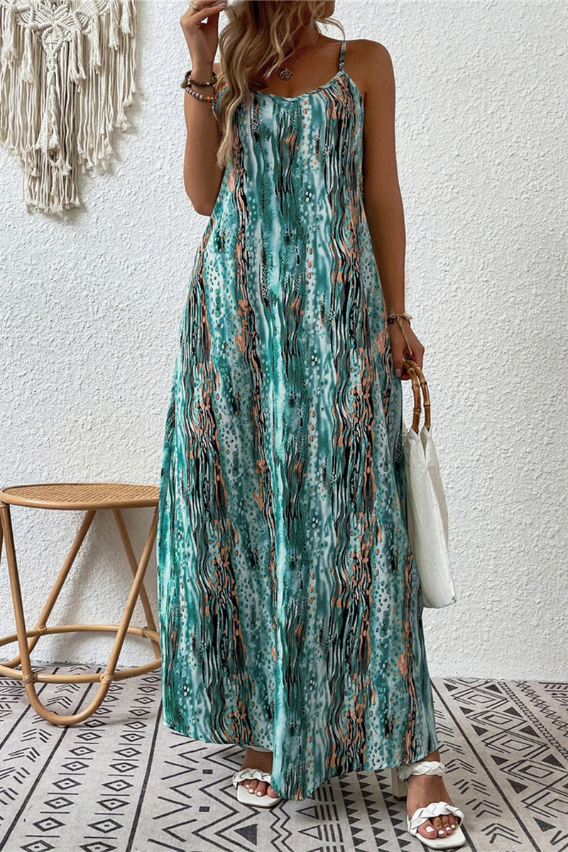 Kaynafashions - Casual College Print Patchwork O Neck Sling Dress Dresses