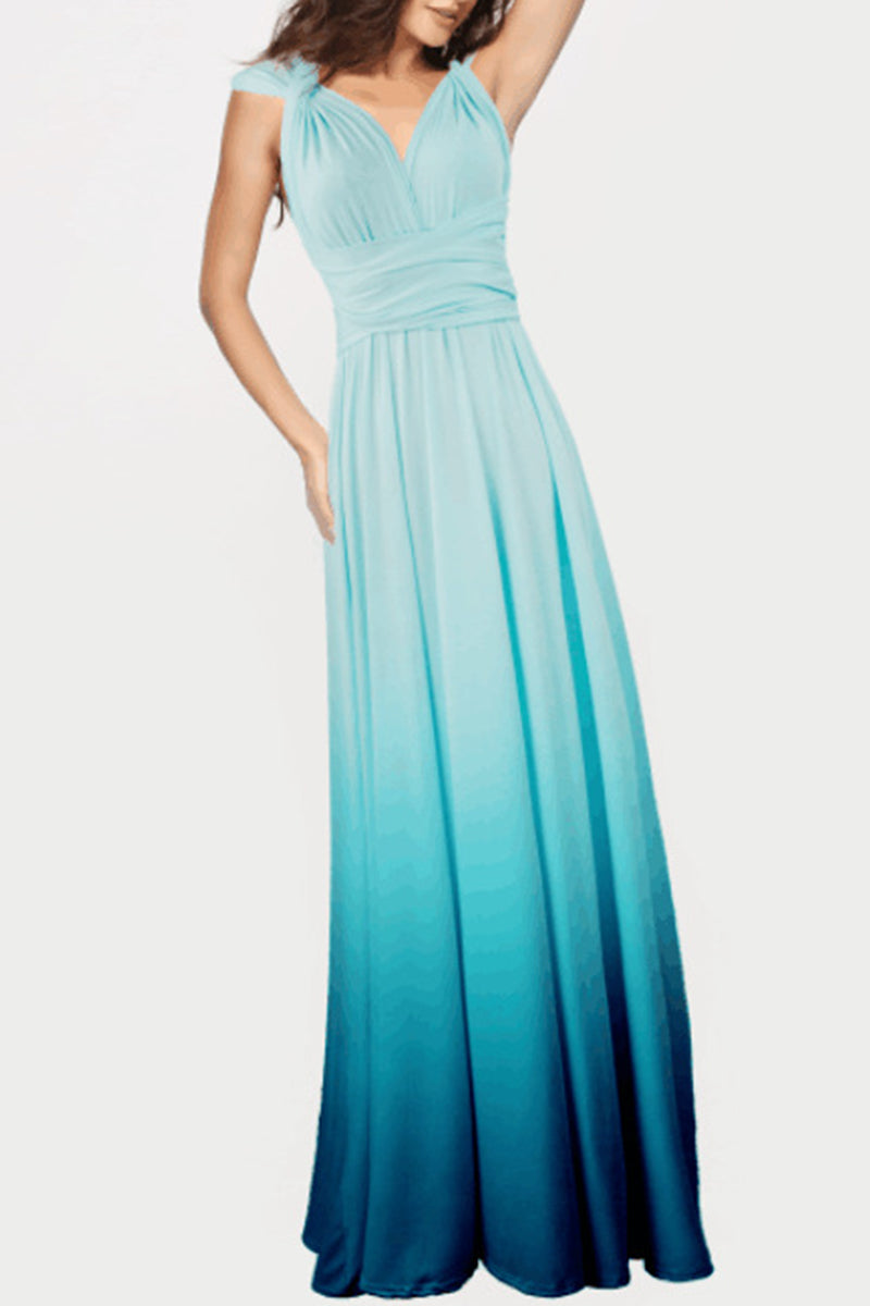 Kaynafashions - Sexy Gradual Change Bandage Contrast V Neck Evening Dress Dresses