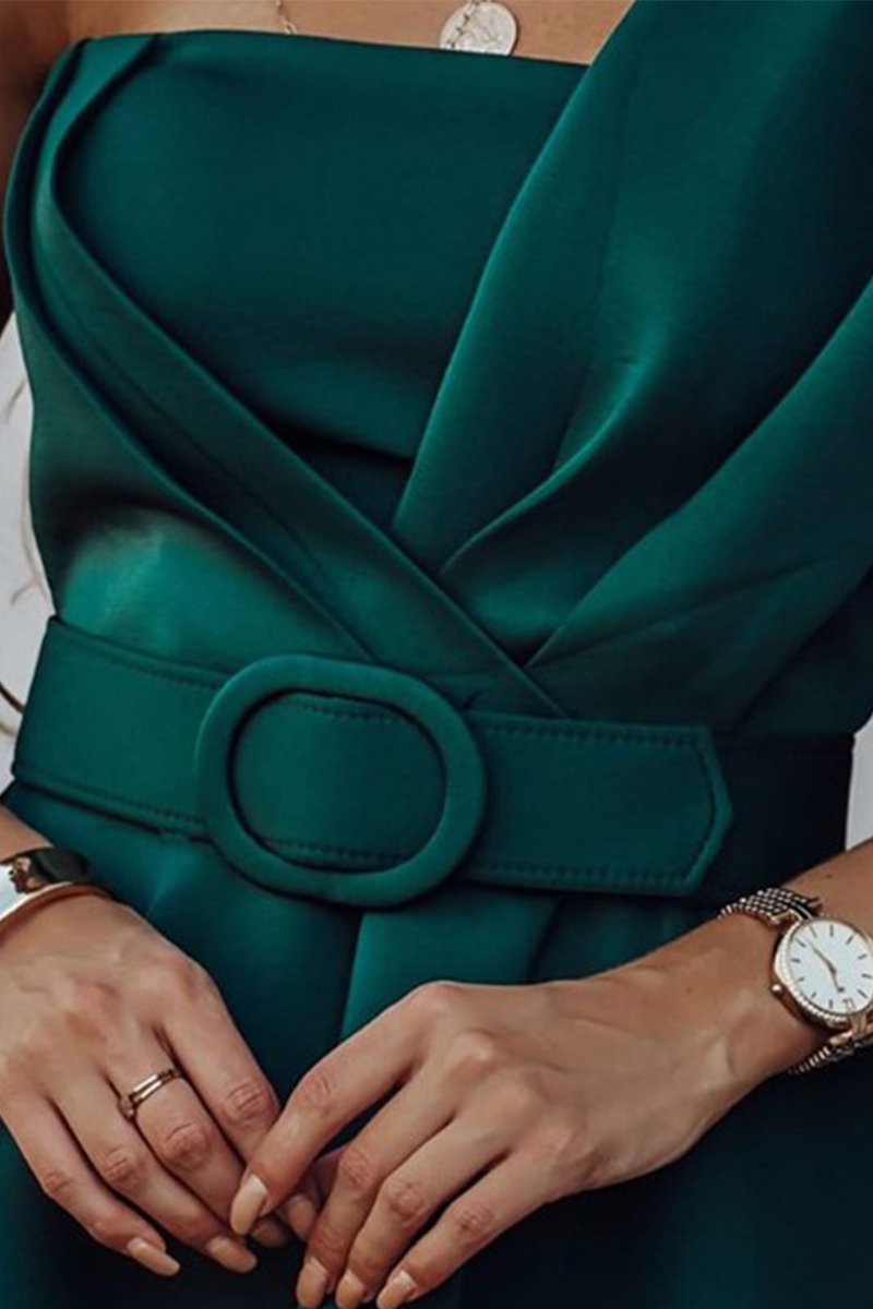 Kaynafashions - Party Solid Patchwork One Shoulder Waist Skirt Dresses