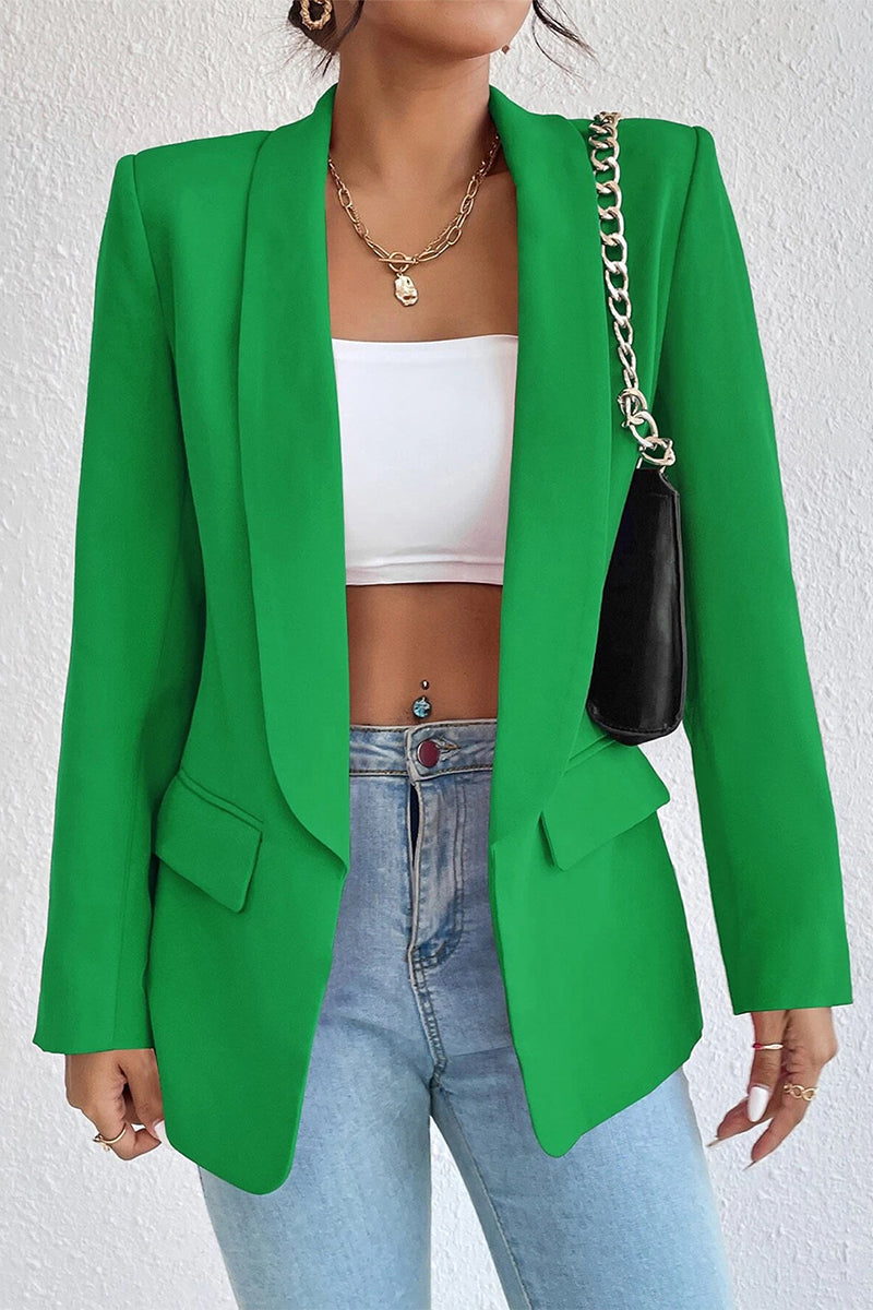 Kaynafashions - Work Solid Pocket Turn-back Collar Outerwear