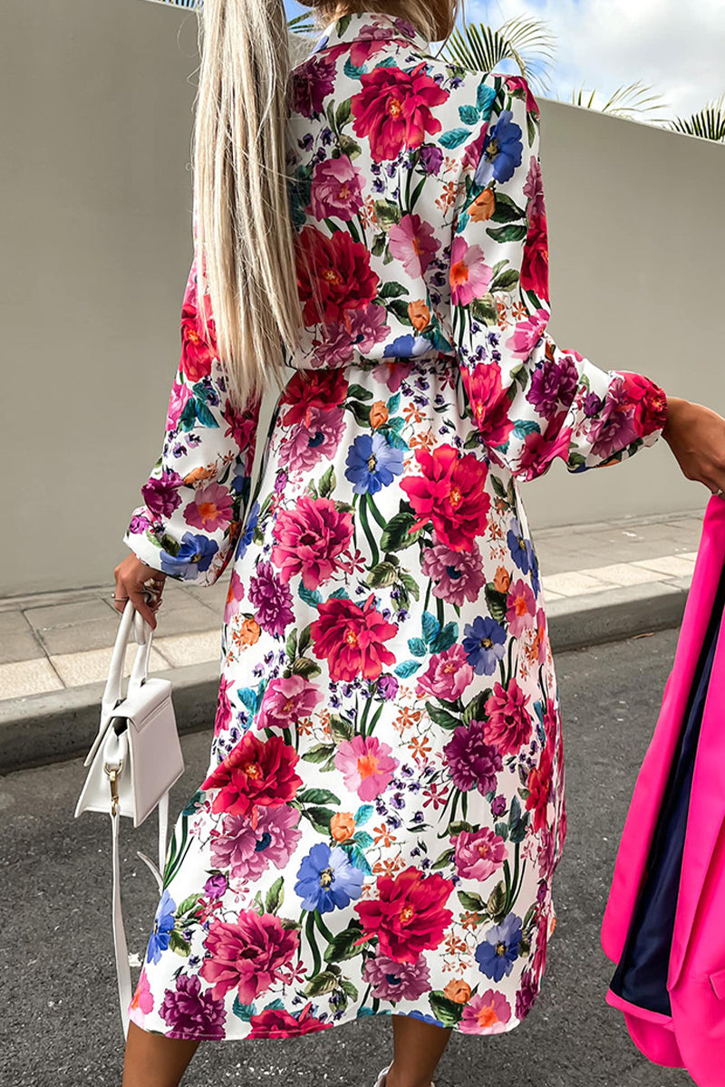 Kaynafashions - Elegant College Floral Patchwork V Neck A Line Dresses