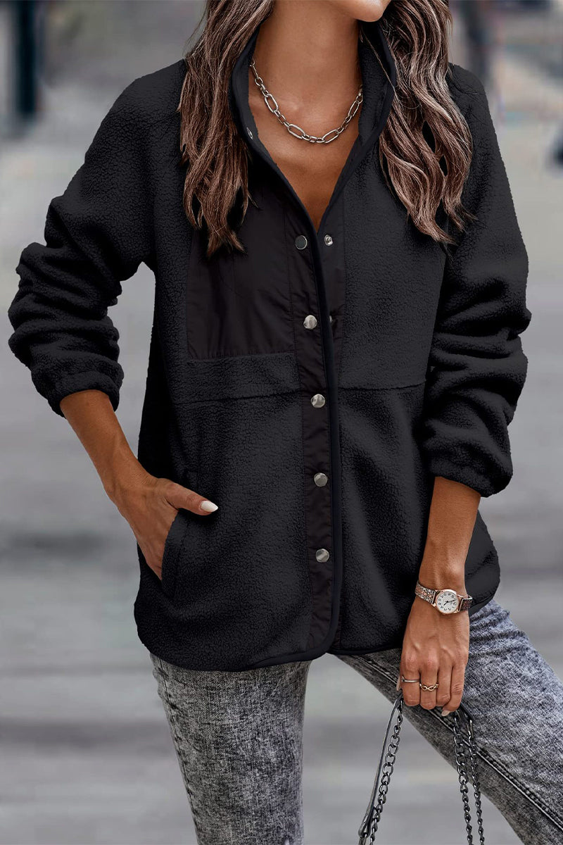 Kaynafashions - Casual Solid Patchwork Pocket Half A Turtleneck Outerwear(7 Colors)