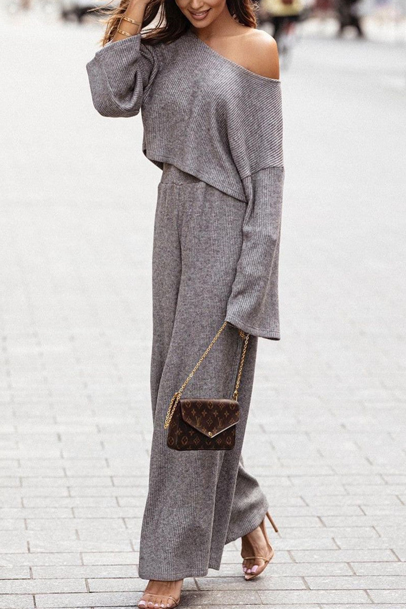 Kaynafashions - Fashion Sexy Off the Shoulder Long Sleeve Two Pieces(3 Colors)