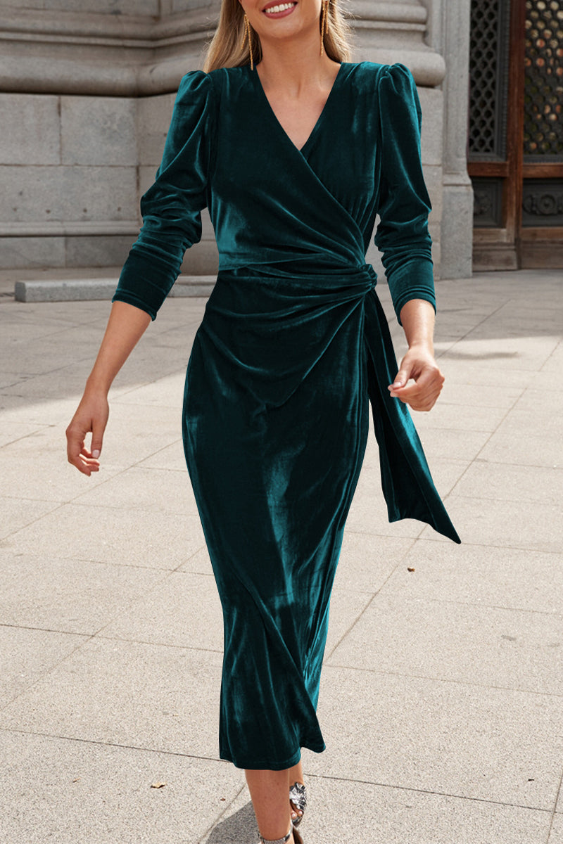 Kaynafashions - Celebrities Elegant Solid Strap Design V Neck Princess Dresses