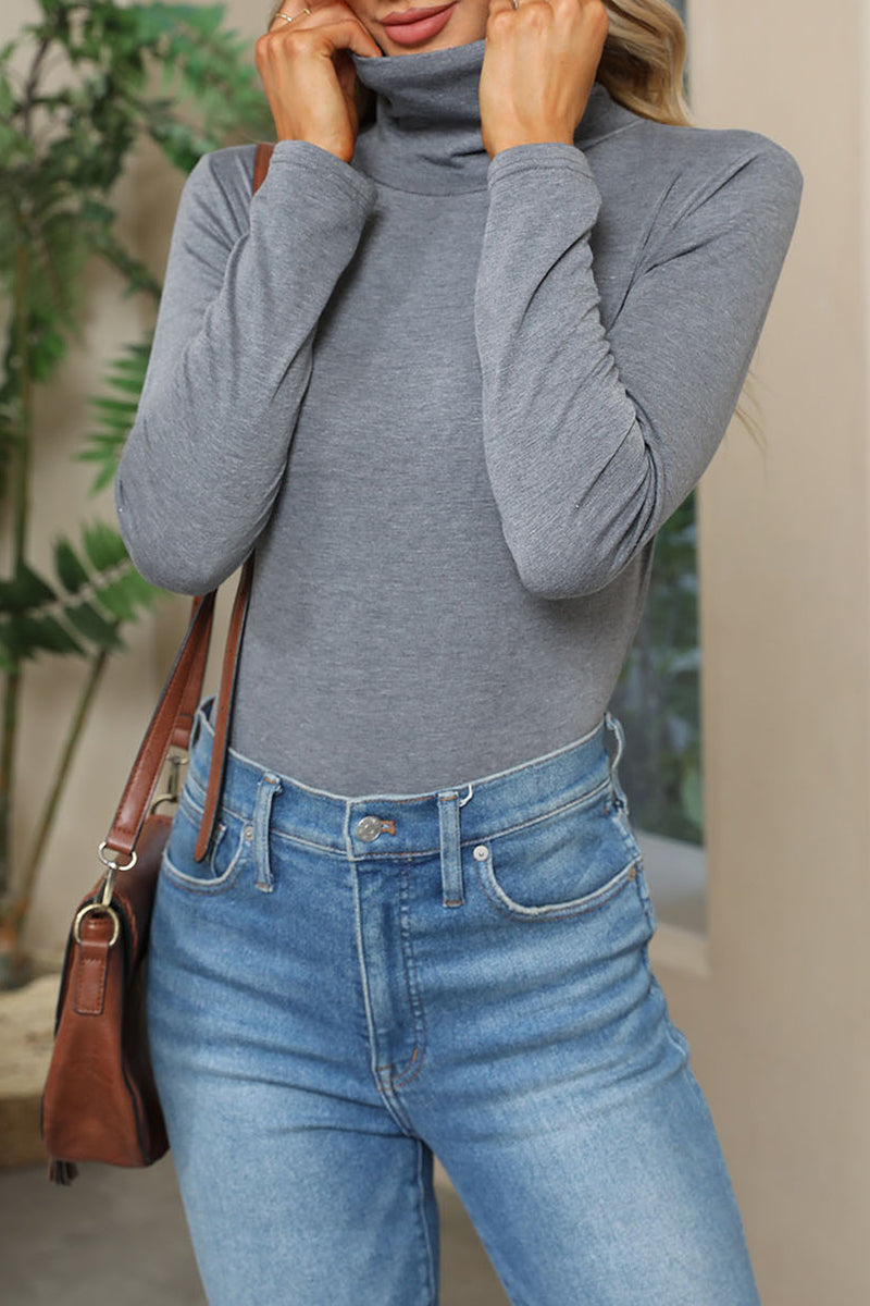 Kaynafashions - Daily Simplicity Solid Turtleneck Tops(6 Colors)
