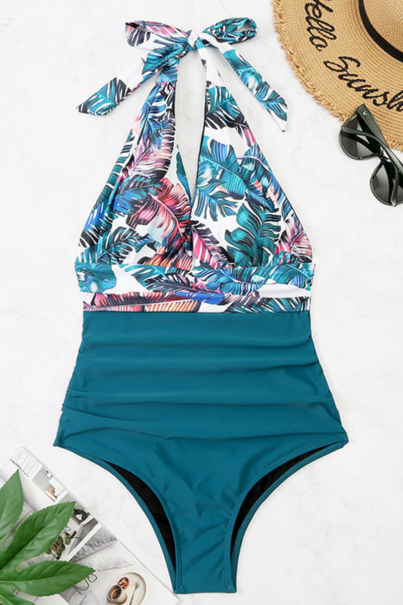 Kaynafashions - Fashion Vacation Print Patchwork Swimwears
