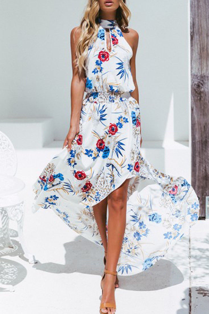 Kaynafashions - Casual Print Patchwork Turtleneck Irregular Dress Dresses