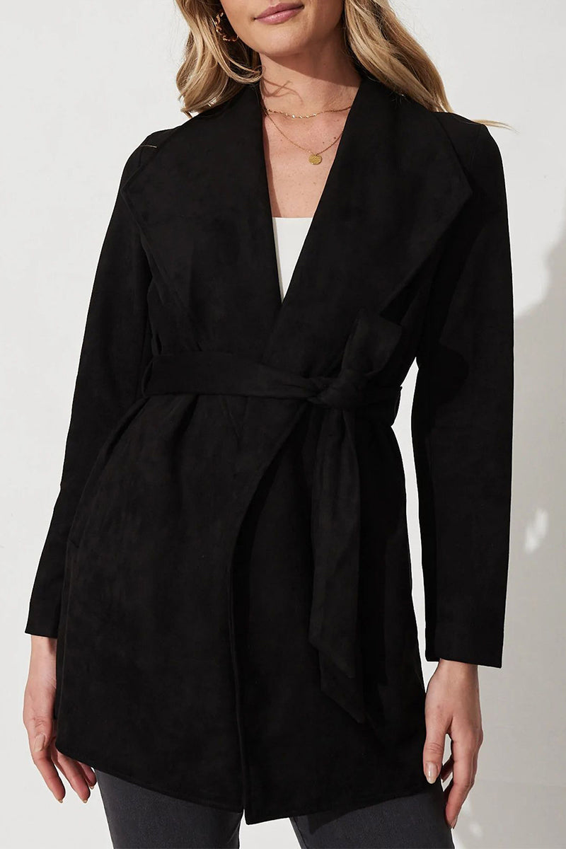 Kaynafashions - British Style Elegant Solid Patchwork Turndown Collar Outerwear