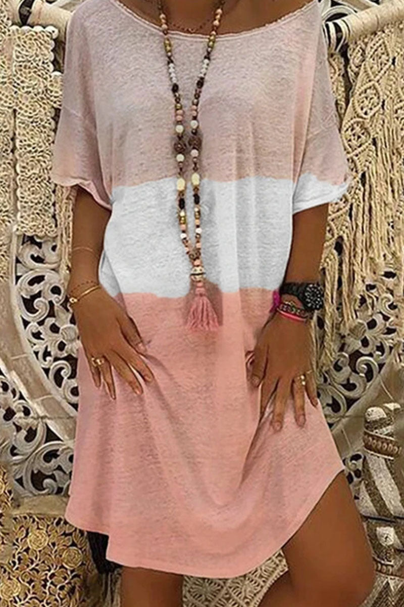 Kaynafashions - Fashion Street Solid Patchwork O Neck Princess Dresses(4 Colors)