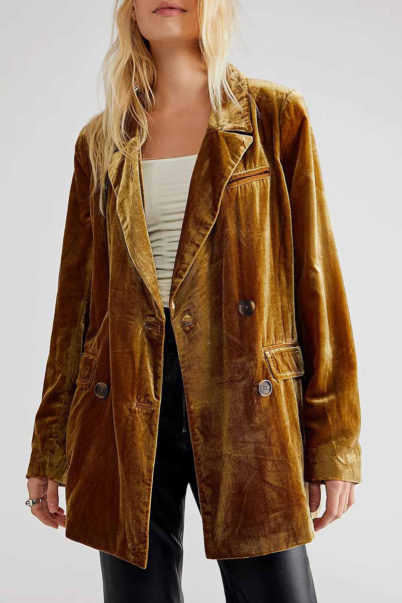 Kaynafashions - Elegant Solid Patchwork Turn-back Collar Outerwear