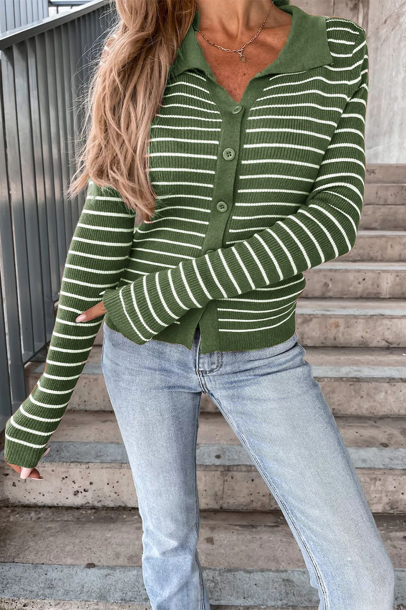 Kaynafashions - Work Striped Patchwork POLO collar Tops(4 Colors)