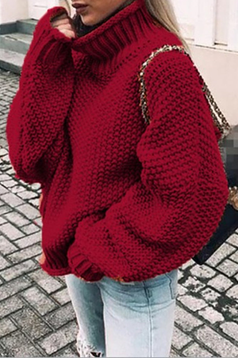 Kaynafashions - Fashion Casual Solid Patchwork Turtleneck Sweaters(14 Colors)