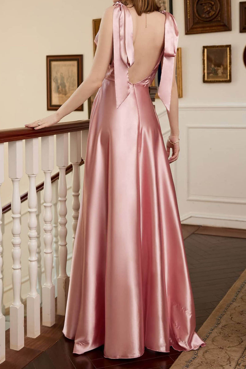 Kaynafashions - Elegant Formal Solid Frenulum Evening Dress Dresses