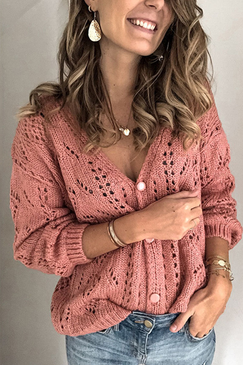 Kaynafashions - Fashion Street Adult Solid Cardigan V Neck Sweaters(4 Colors)