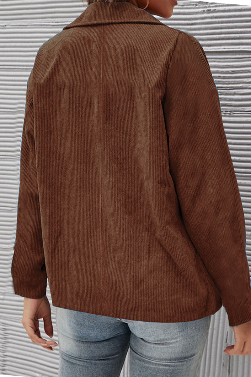 Kaynafashions - Solid Patchwork Turndown Collar Outerwear(10 Colors)