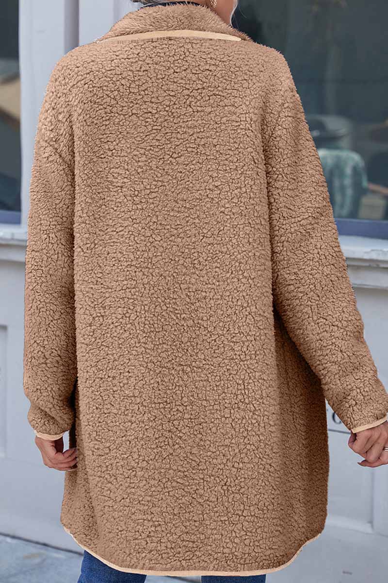 Kaynafashions - Casual Solid Patchwork Turndown Collar Outerwear