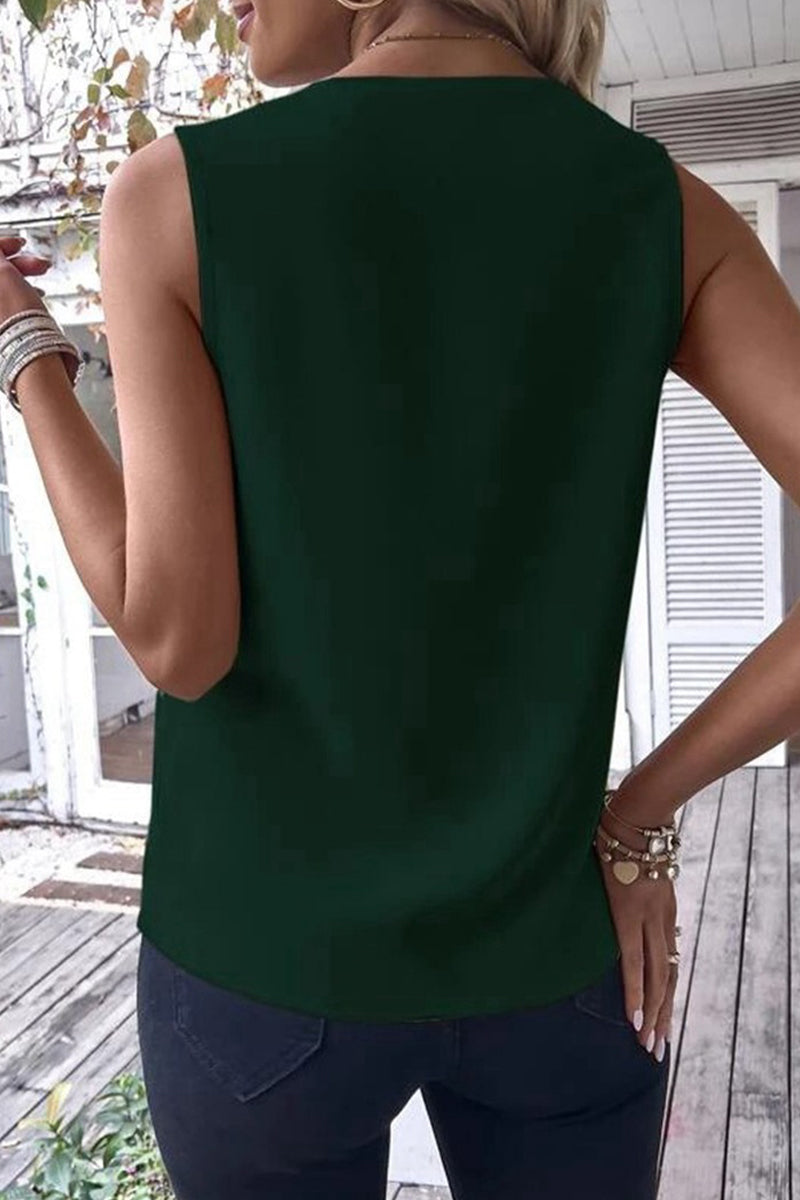 Kaynafashions - Casual Simplicity Solid Patchwork V Neck Tops