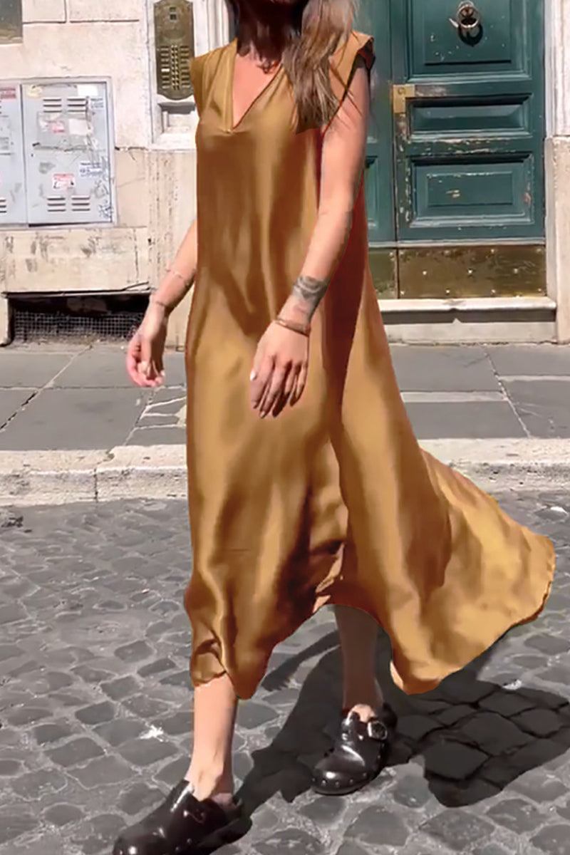 Kaynafashions - Casual Street Solid V Neck A Line Dresses