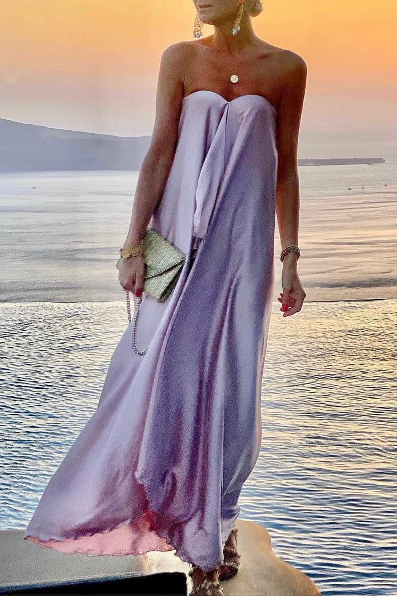 Kaynafashions - Fashion Solid Patchwork Strapless Straight Dresses(4 Colors)