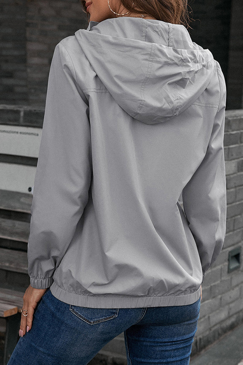 Kaynafashions - Casual Sportswear Solid Pocket Hooded Collar Outerwear