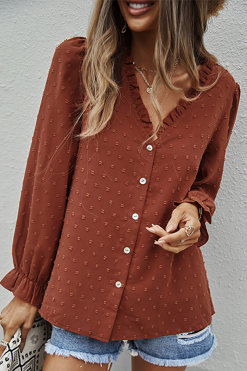 Kaynafashions - Casual Solid Patchwork V Neck Tops(4 colors)