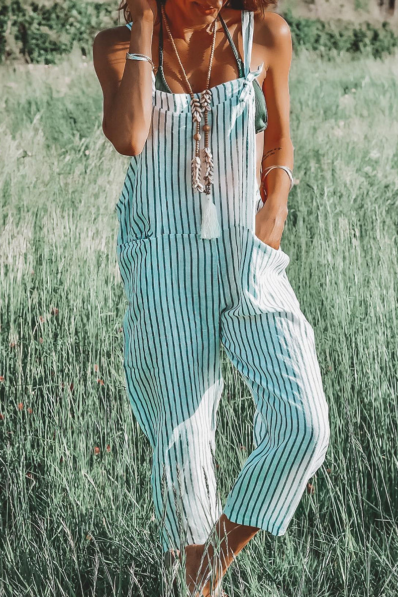 Kaynafashions - Casual Street Striped Pocket Loose Jumpsuits(3 Colors)