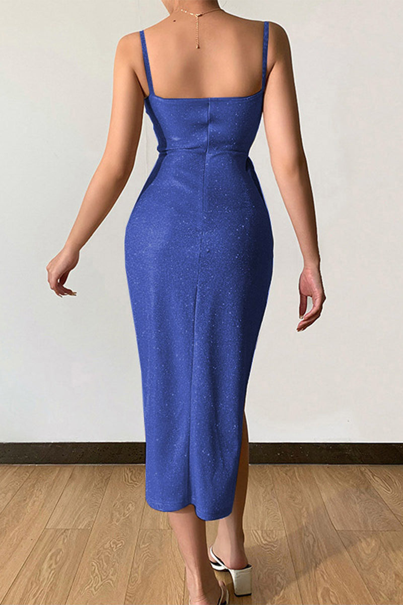 Kaynafashions - Sexy Elegant Solid Sequins Sequined V Neck Sling Dress Dresses(8 Colors)