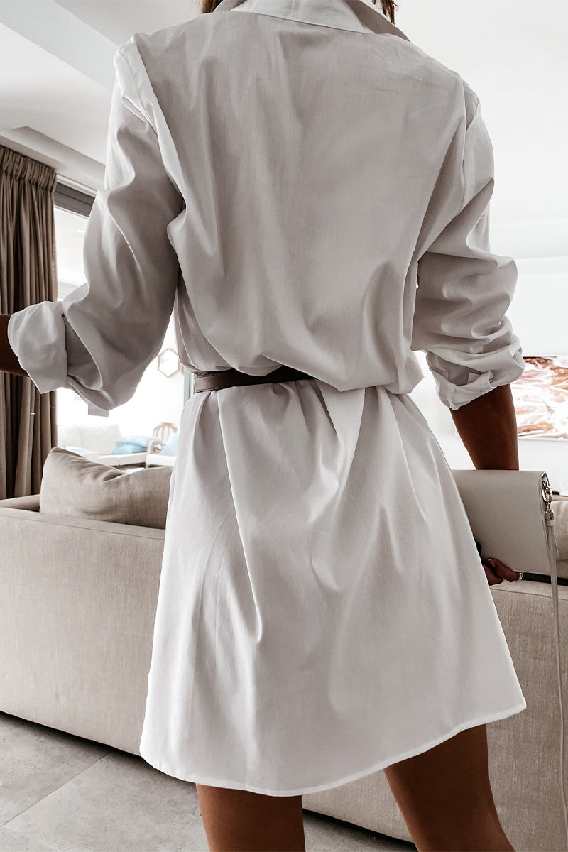 Kaynafashions - Fashion Casual Solid Patchwork POLO collar One Step Skirt Dresses