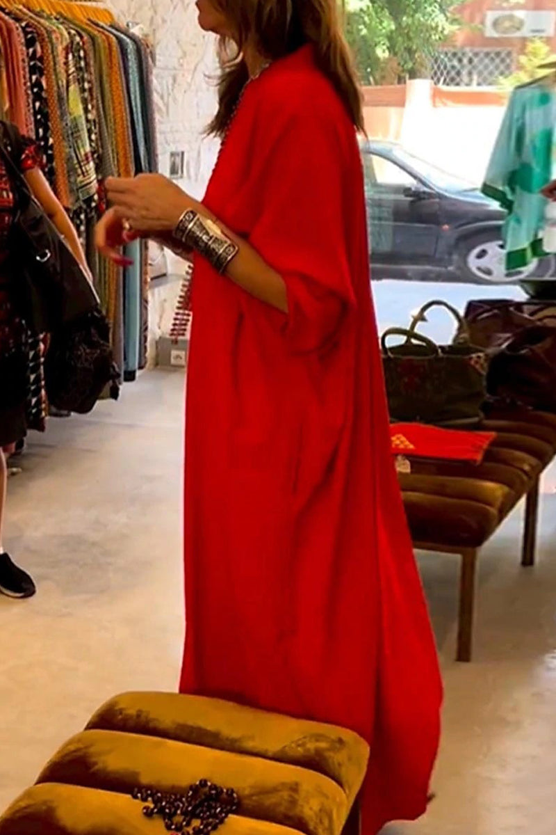 Kaynafashions - Casual College Solid Pocket V Neck A Line Dresses(5 Colors)