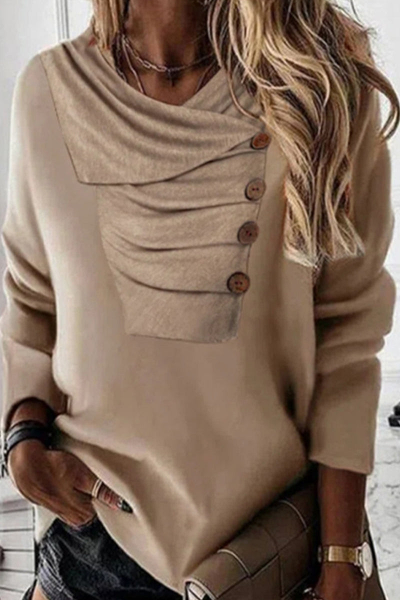 Kaynafashions - Casual Solid Fold O Neck Tops