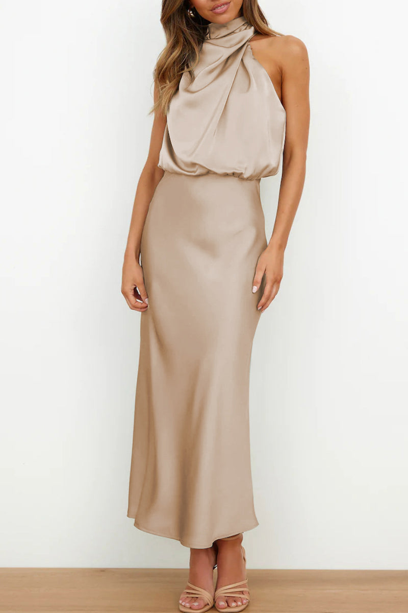 Kaynafashions - Celebrities Simplicity Solid Zipper Half A Turtleneck A Line Dresses(6 Colors)