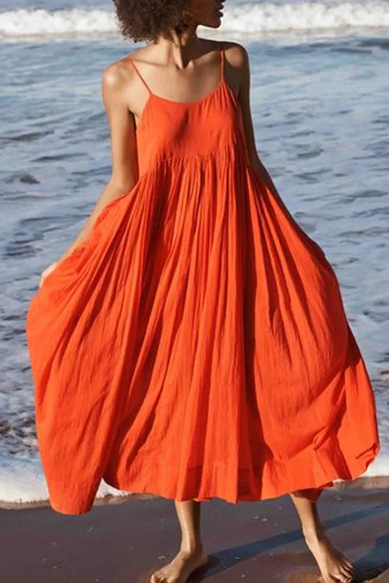 Kaynafashions - Casual Solid Patchwork Spaghetti Strap Cake Skirt Dresses(5 colors)