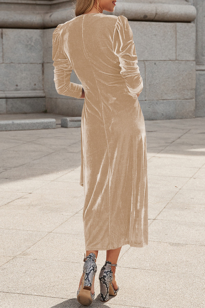 Kaynafashions - Celebrities Elegant Solid Strap Design V Neck Princess Dresses