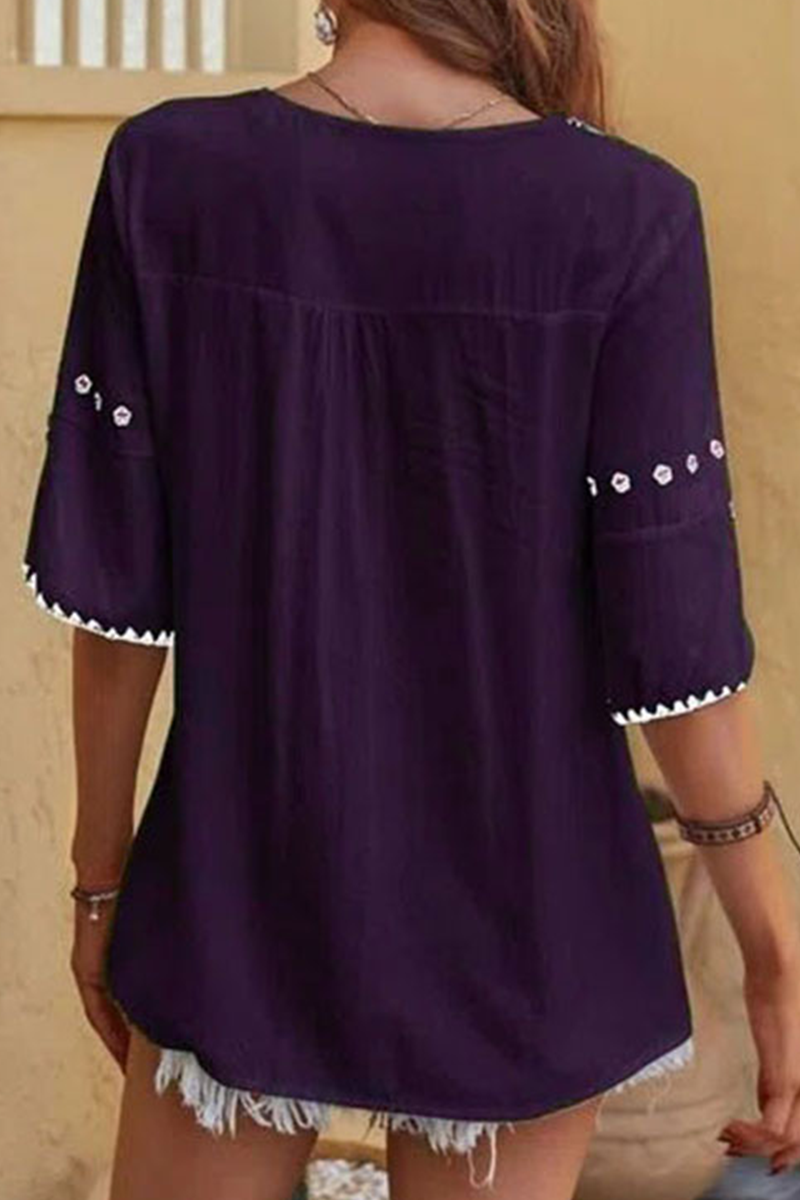 Kaynafashions - Casual Print Patchwork O Neck T-Shirts(5 colors)