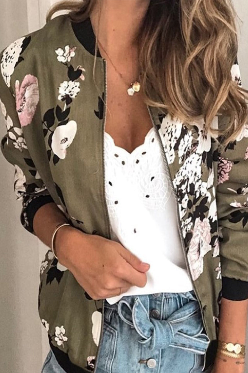 Kaynafashions - Fashion Floral Patchwork O Neck Outerwear(7 Colors)