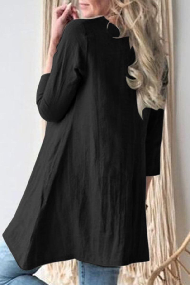 Kaynafashions - Casual Solid Pocket O Neck A Line Dresses