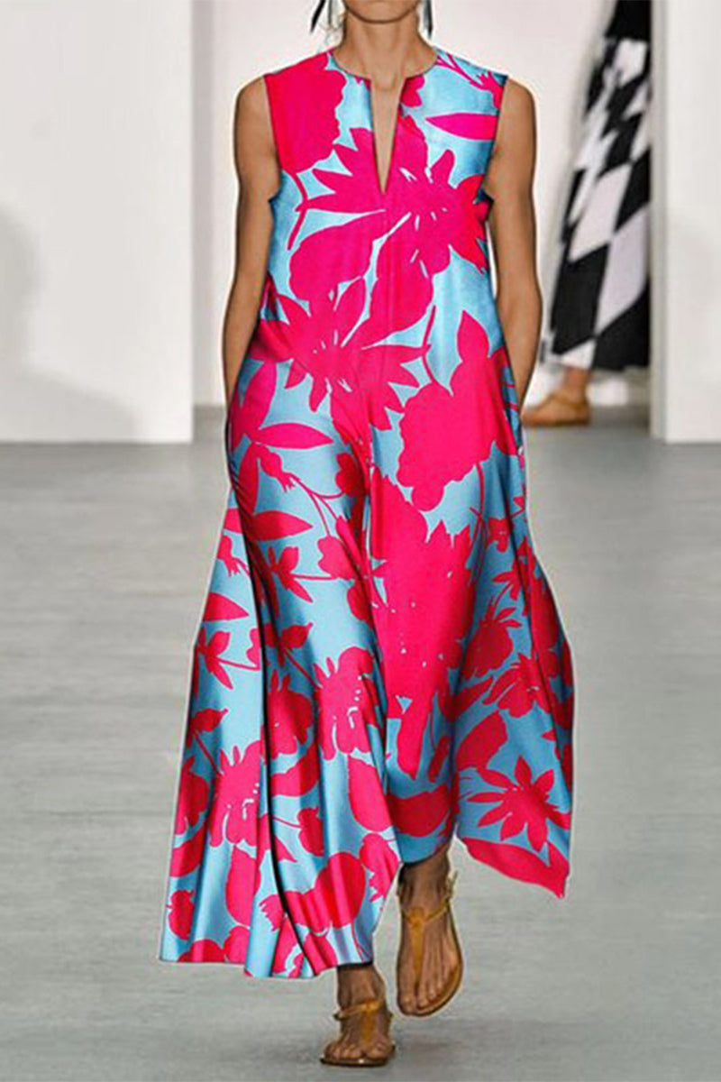 Kaynafashions - Bohemian Elegant Floral V Neck Dresses