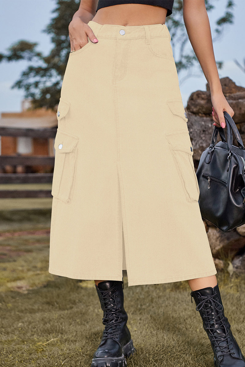 Kaynafashions - Casual Street Solid Slit High Waist Denim Skirts