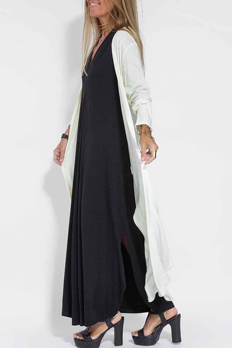 Kaynafashions - Street Solid Slit Cardigan Collar Outerwear