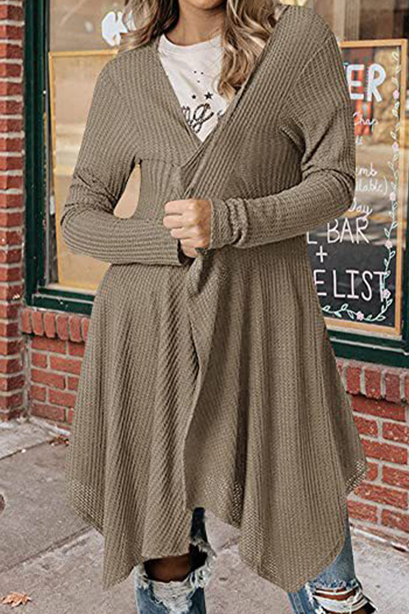 Kaynafashions - Casual Solid Asymmetrical O Neck Cardigans(8 Colors)