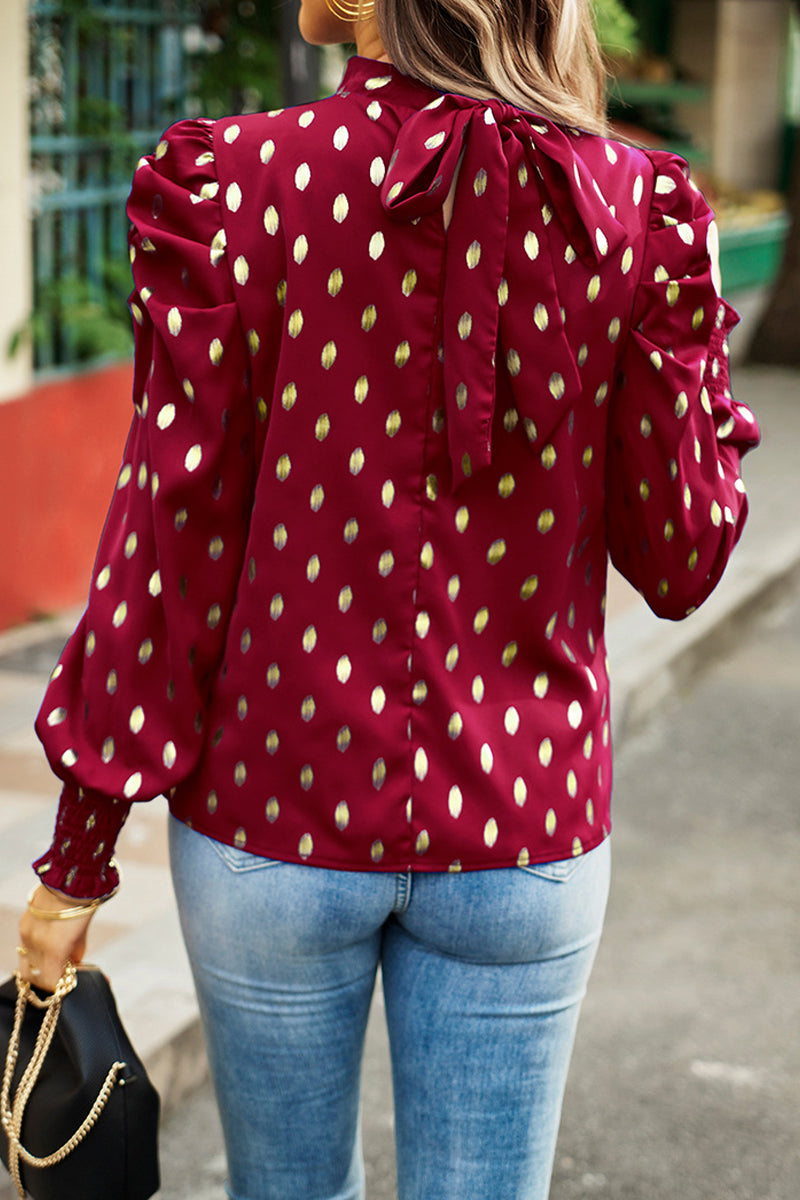 Kaynafashions - Elegant Polka Dot Fold Half A Turtleneck Tops