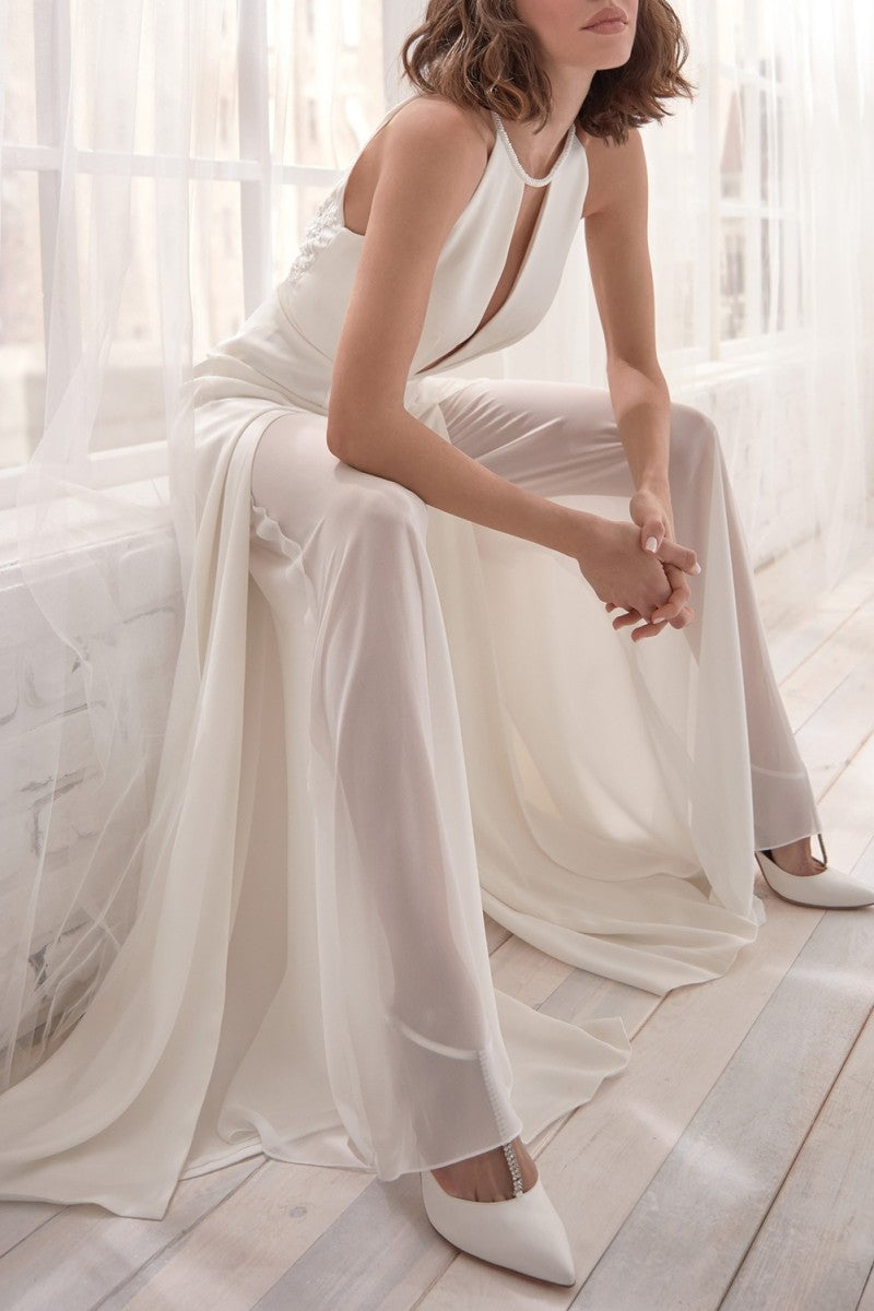 Kaynafashions - Sexy Casual Solid Hollowed Out Patchwork Backless O Neck Regular Jumpsuits