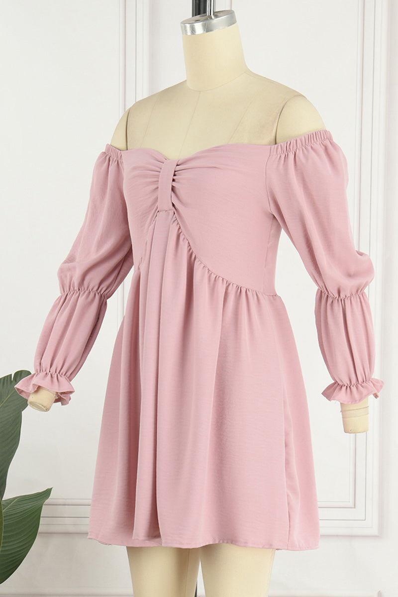 Kaynafashions - Elegant Simplicity Solid With Bow Off the Shoulder A Line Dresses(4 Colors)