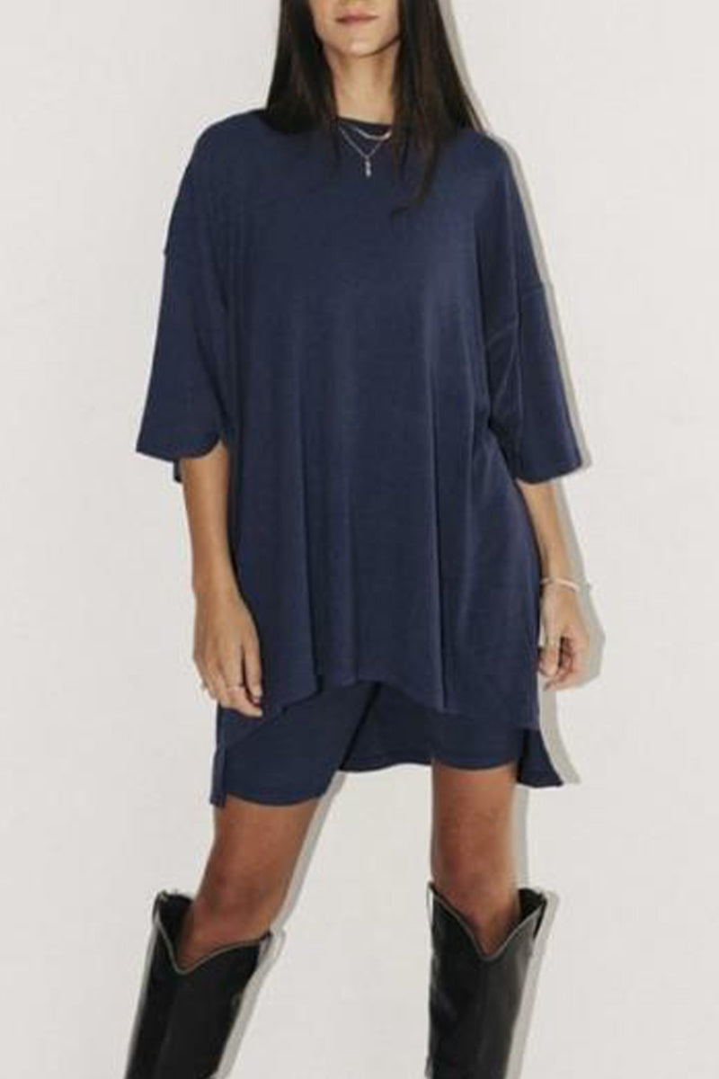 Kaynafashions - Casual Simplicity Solid O Neck Three Quarter Two Pieces