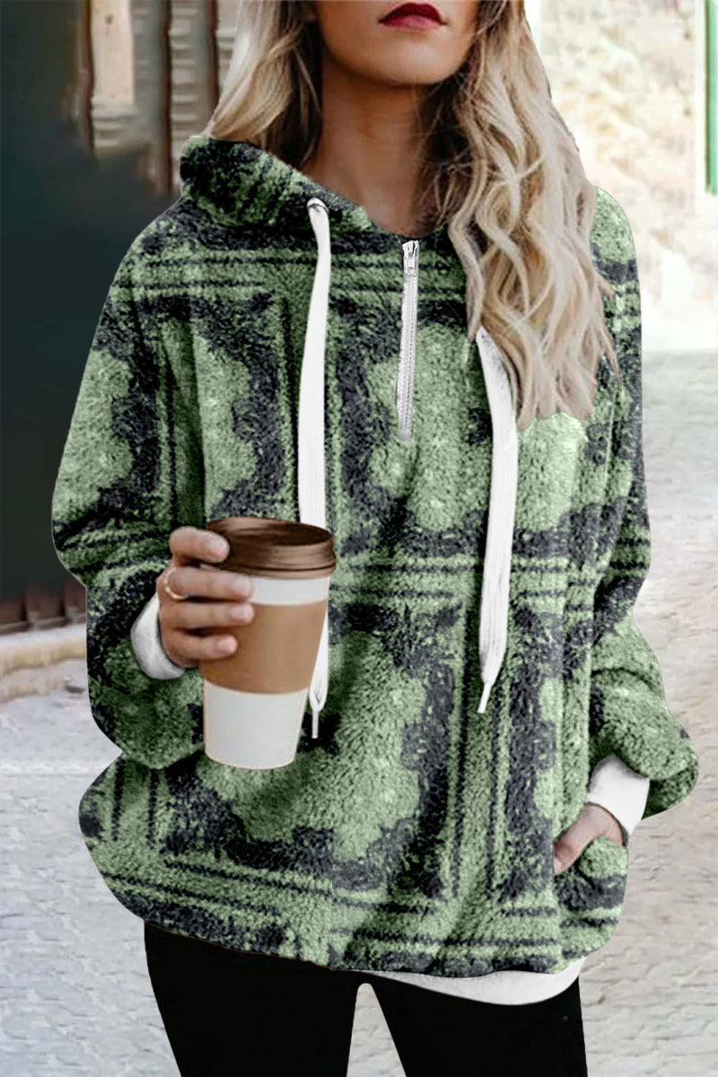 Kaynafashions - Street Print Printing Hooded Collar Tops