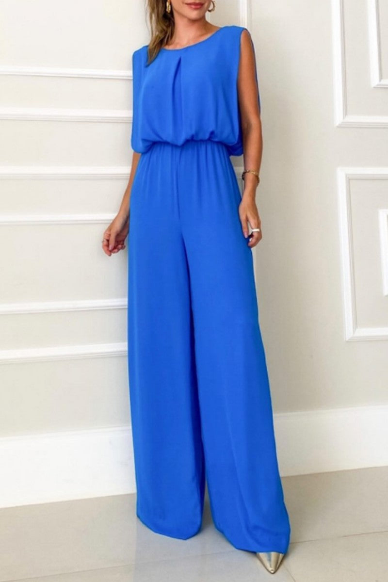 Kaynafashions - Casual Solid Backless O Neck Regular Jumpsuits