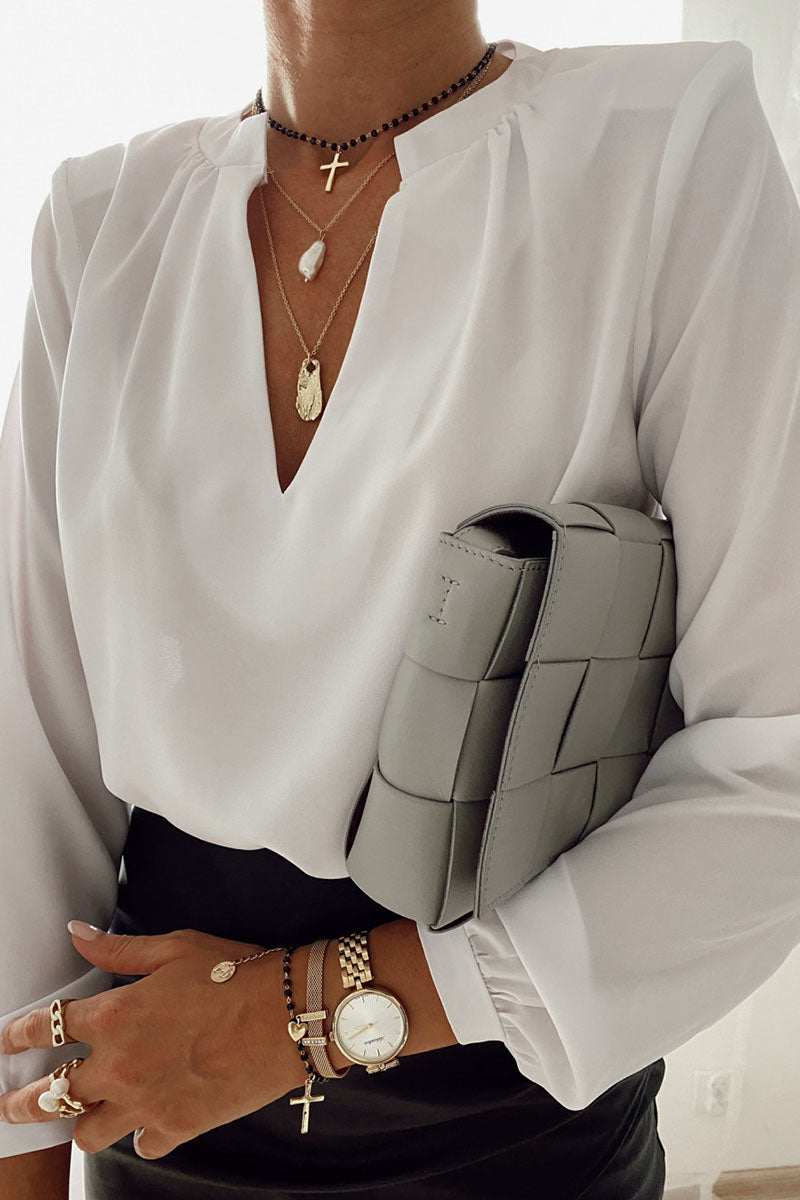 Kaynafashions - Fashion British Style Solid V Neck Tops(3 colors)