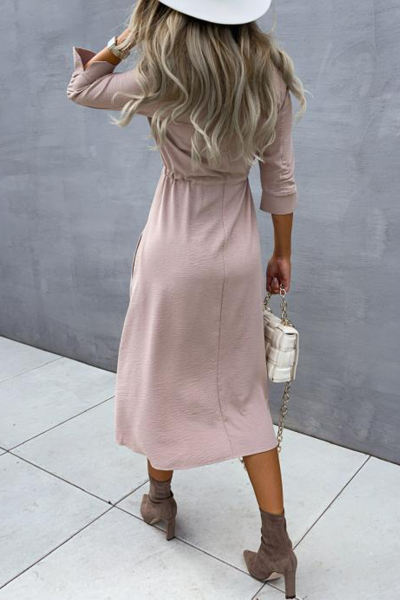 Kaynafashions - Casual Solid Patchwork Turndown Collar Shirt Dress Dresses(3 colors)