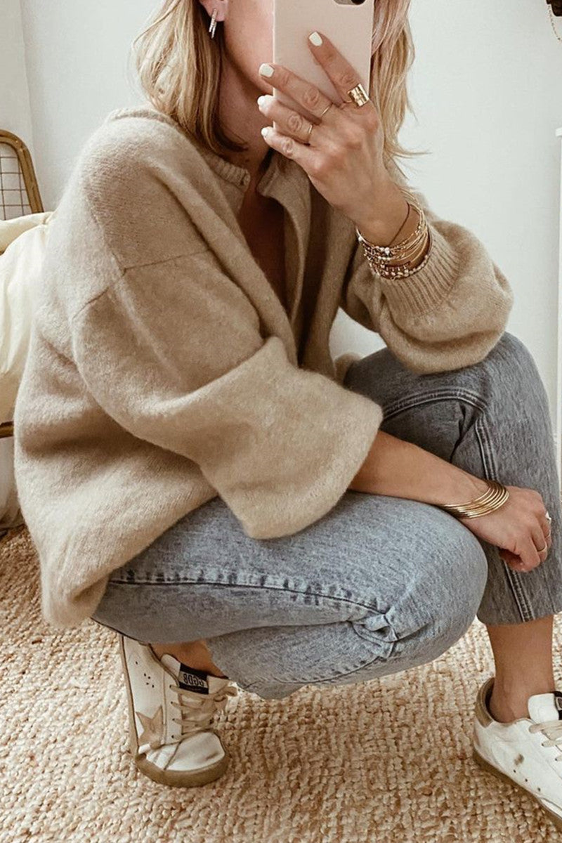 Kaynafashions - Fashion Solid Cardigan Cardigan Collar Outerwear