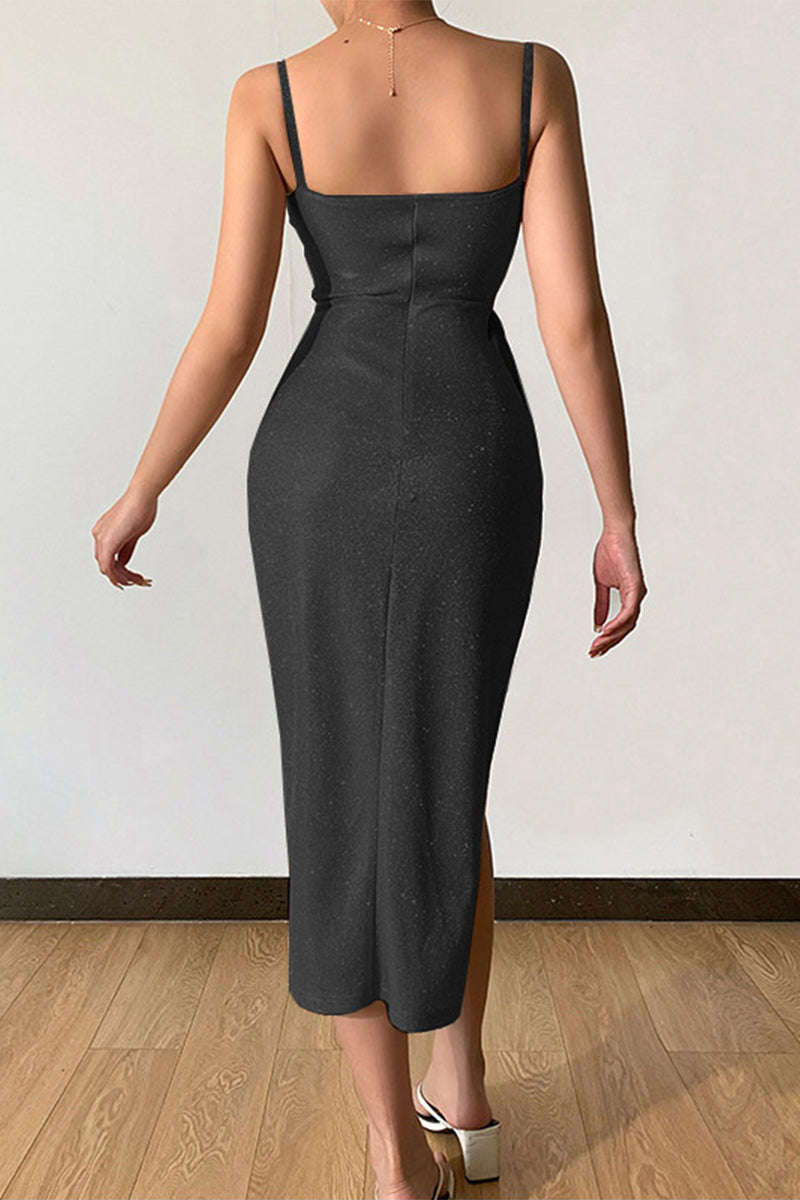 Kaynafashions - Sexy Elegant Solid Sequins Sequined V Neck Sling Dress Dresses(8 Colors)